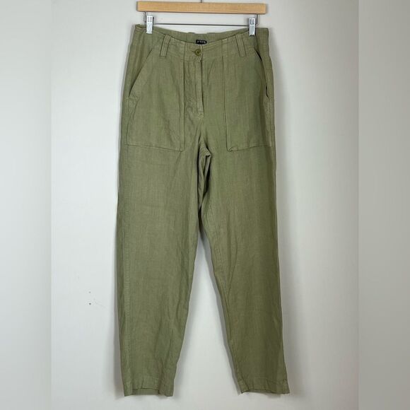 J. Crew Women's Linen Seaside Cargo Pant Straight Leg Utility Casual Size 6 Tall - Picture 2 of 11